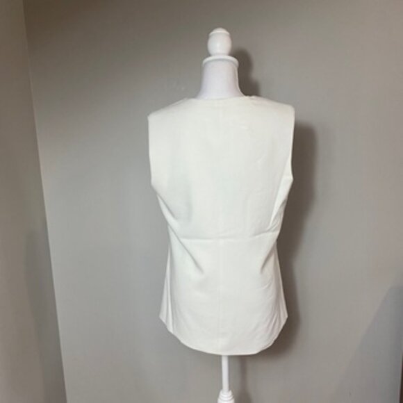 NWT Joie Cream Vest Blazer Sleeveless Button Front Utility Style Size M - Picture 3 of 4